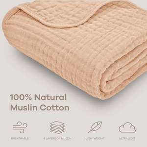 Baby Muslin Blanket in Cream | Comfy Cubs - additional view