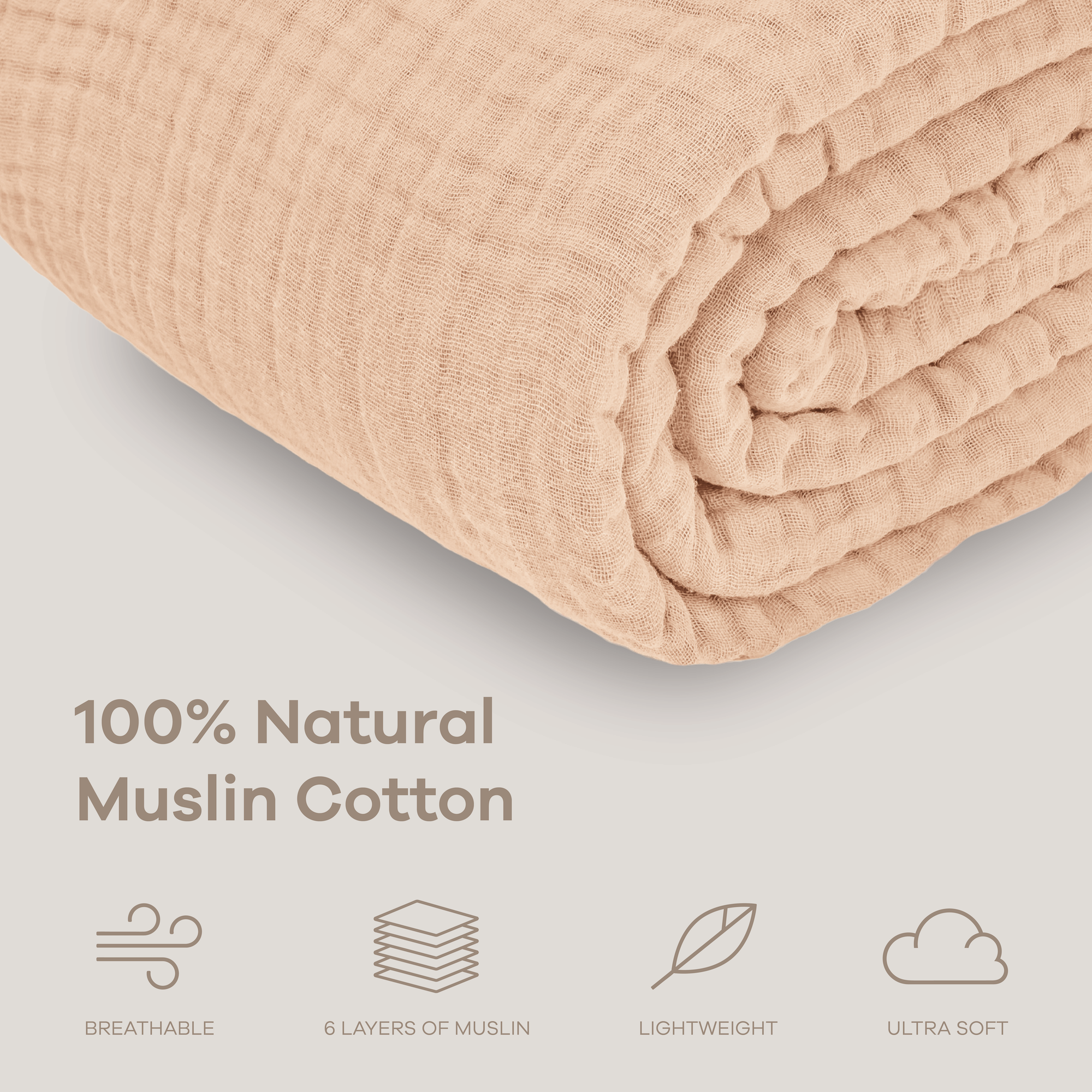 Adult Muslin Blanket in Cream | Comfy Cubs - additional view