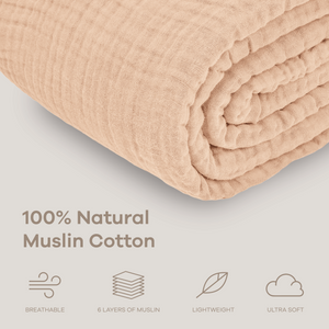 Adult Muslin Blanket in Cream | Comfy Cubs - additional view