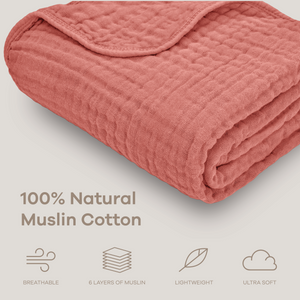 Baby Muslin Blanket in Dusty Rose | Comfy Cubs - additional view