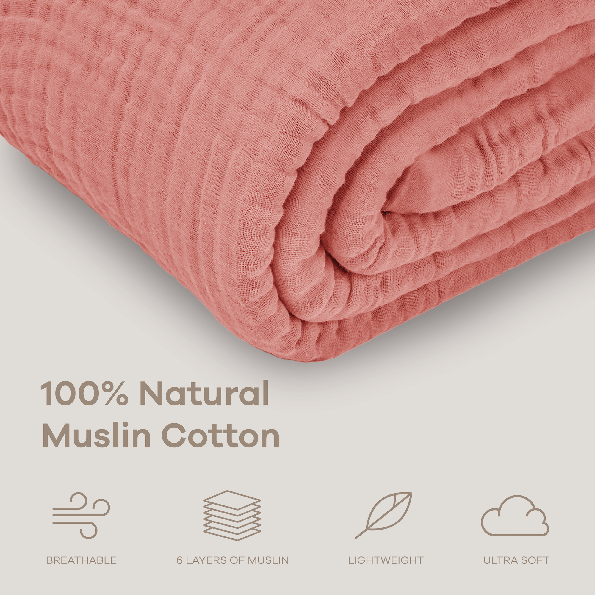 Adult Muslin Blanket in Dusty Rose | Comfy Cubs - additional view