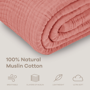Adult Muslin Blanket in Dusty Rose | Comfy Cubs - additional view