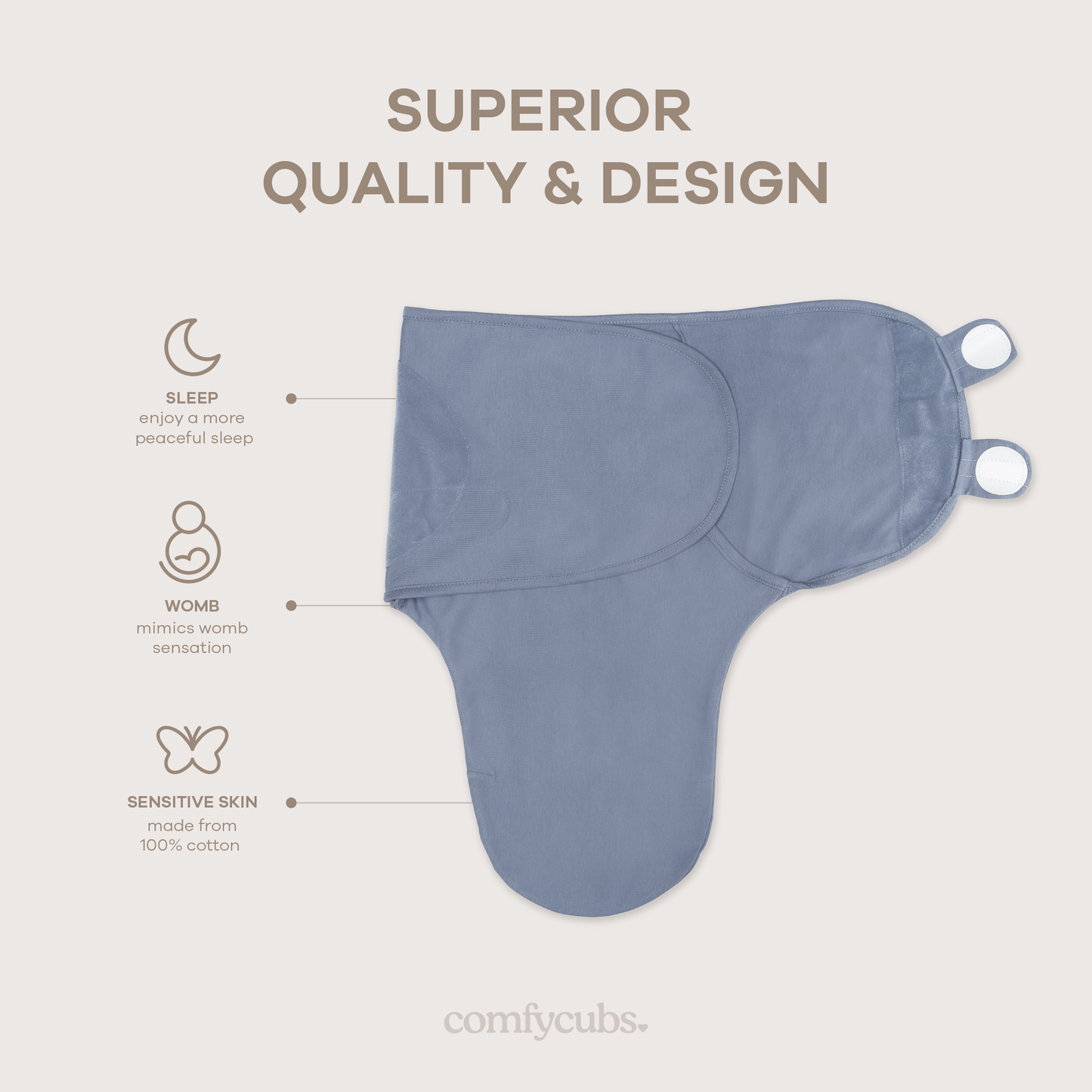 Easy Swaddle Blankets  - Stone, Nomadic Blue, Azul, Pack of 3