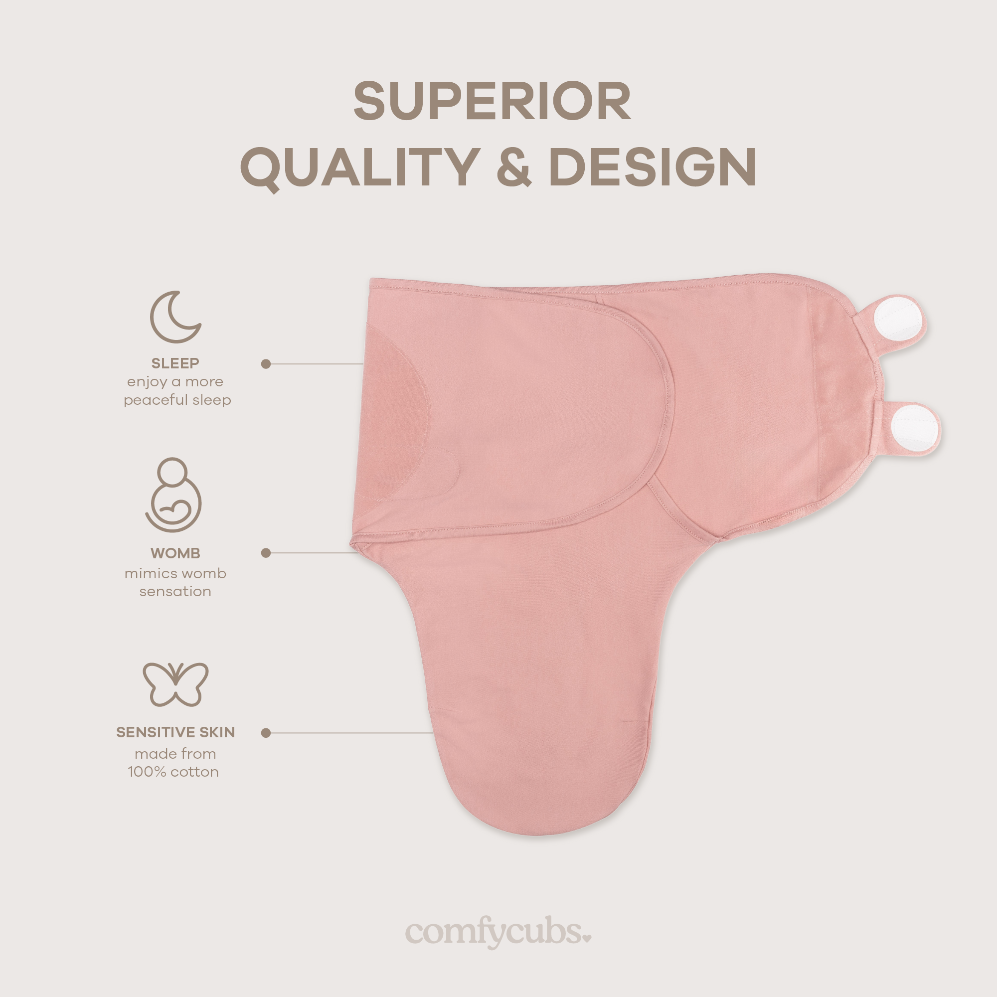 Easy Swaddle Blankets in Blush, Mauve, Mulberry, Pack of 3 | Comfy Cubs - additional view
