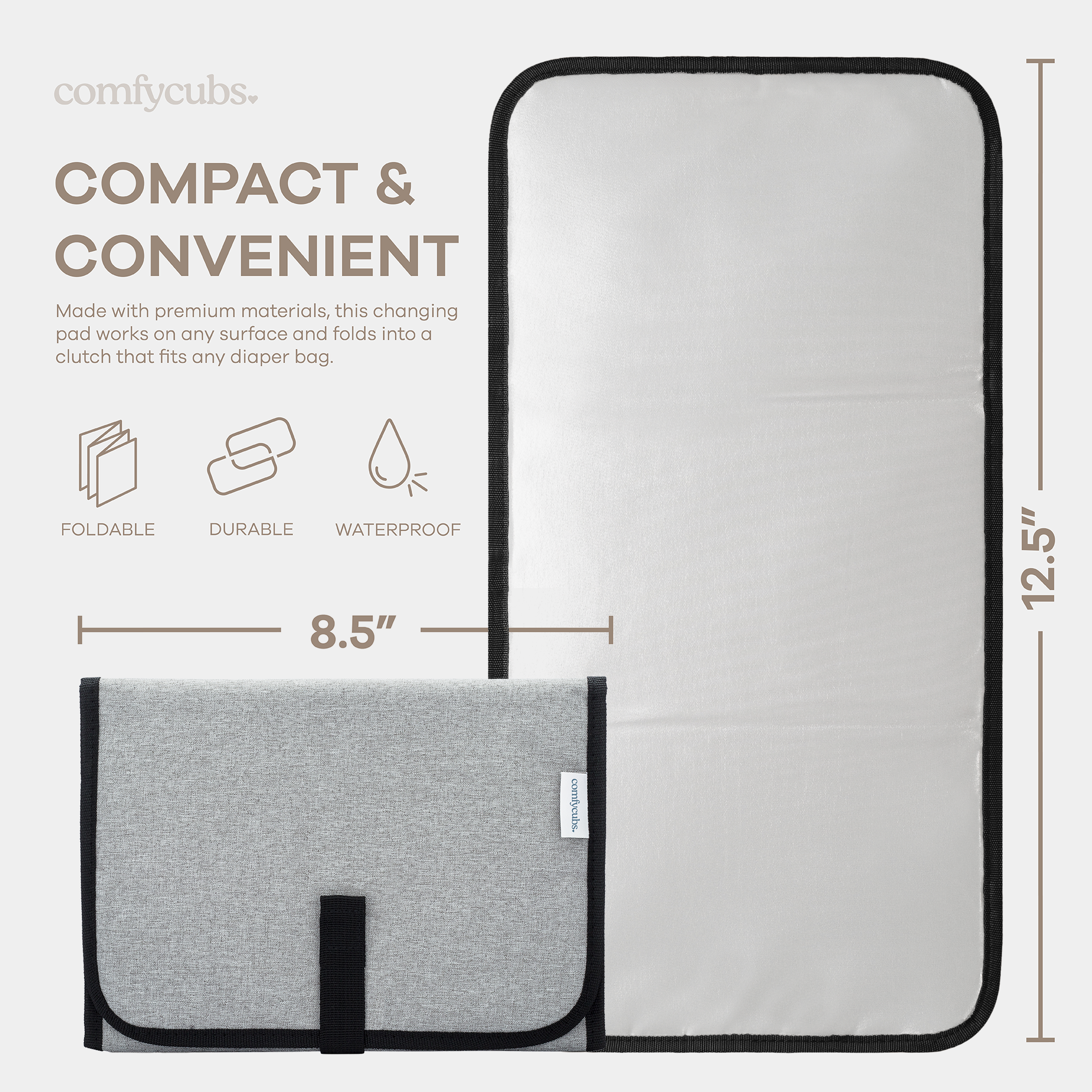 Compact Changing Pad in Solid Grey | Comfy Cubs - additional view