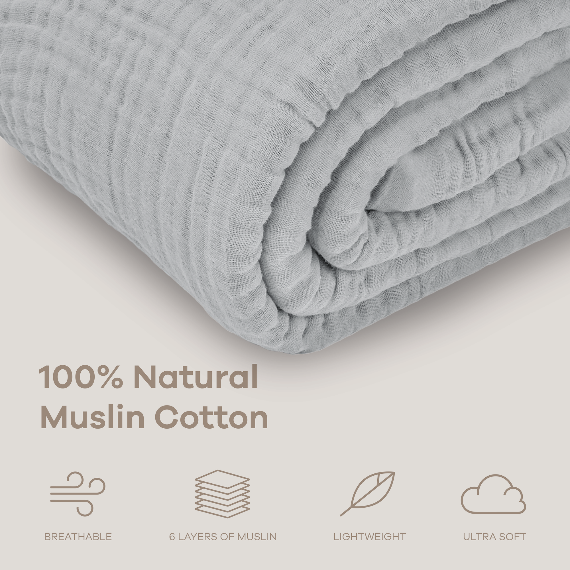 Adult Muslin Blanket in Heather Blue | Comfy Cubs - additional view