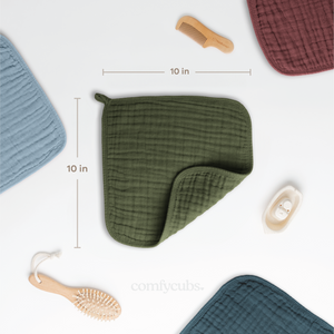Muslin Washcloths in Kelp | Comfy Cubs - additional view