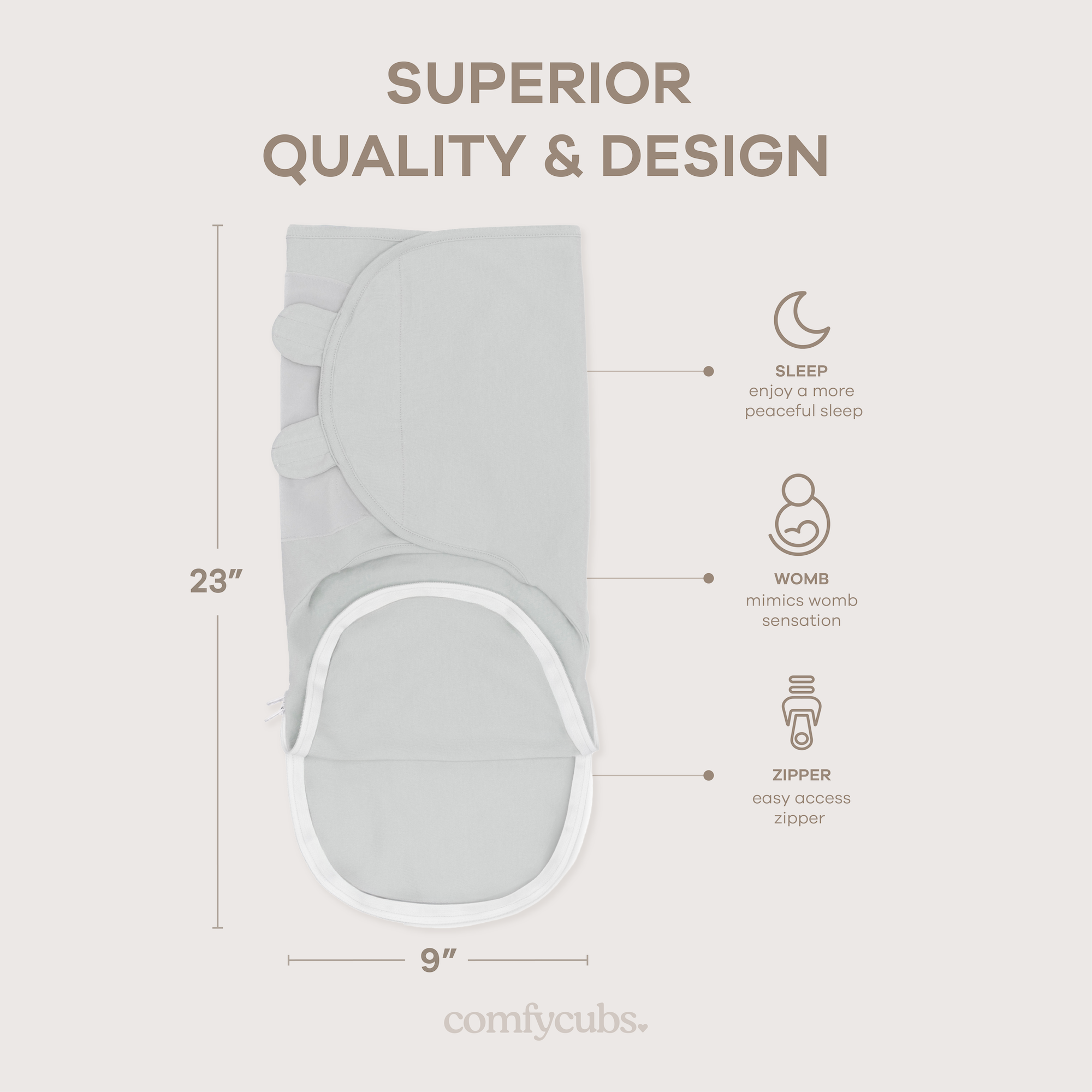 Easy Swaddle Blankets with Zipper in Stone, Pacific Blue, Sage | Comfy Cubs - additional view