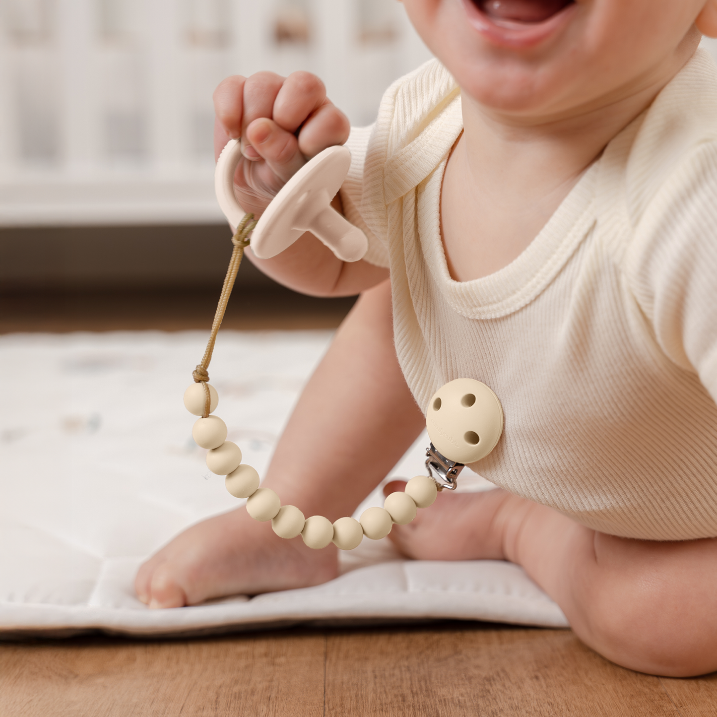 Pacifier Clips, 2 Pack - Beige & Light Beige