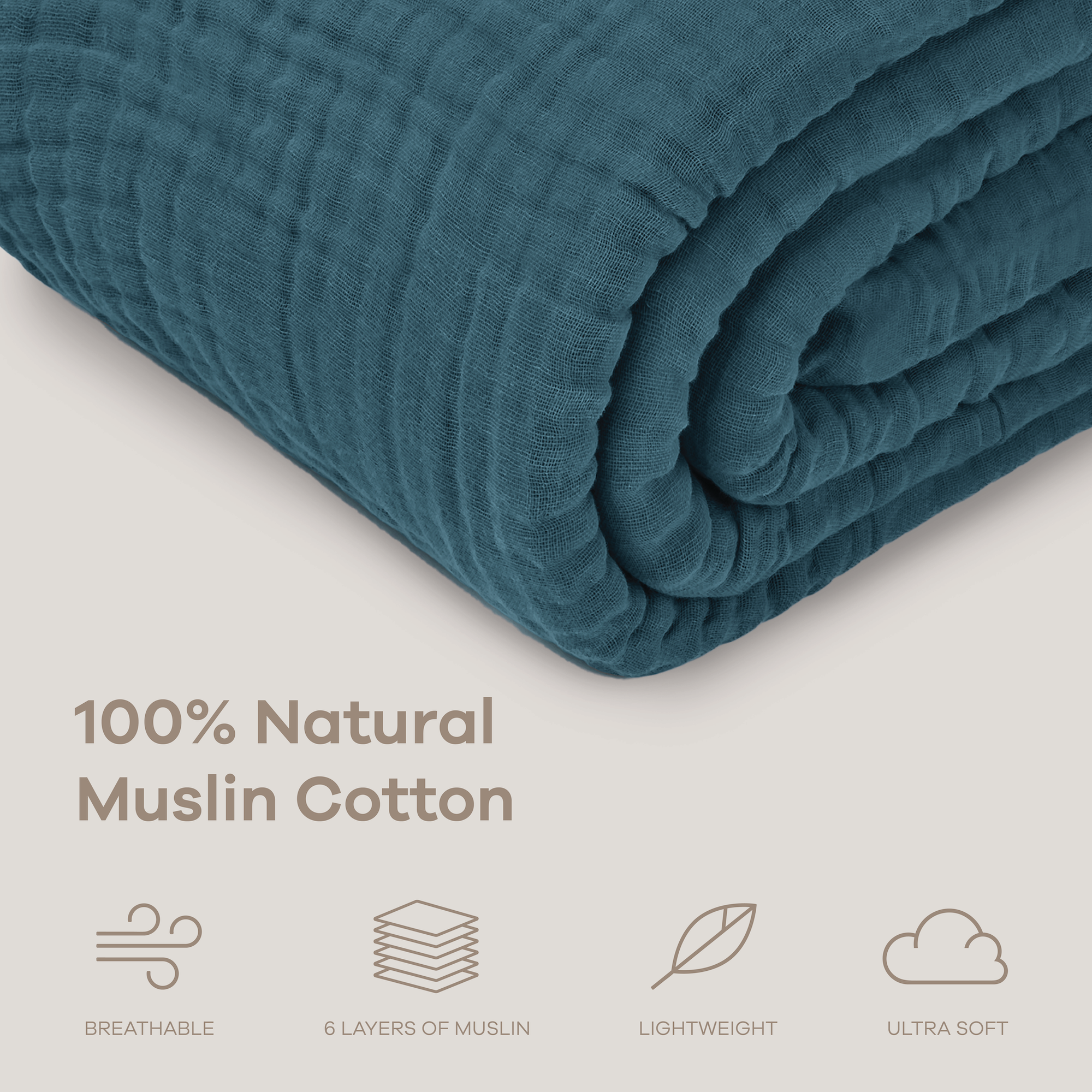 Adult Muslin Blanket in Neptune | Comfy Cubs - additional view