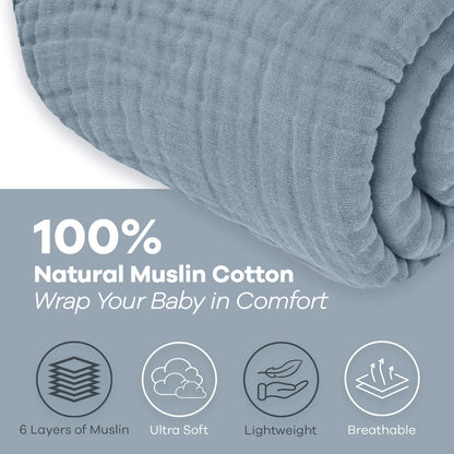 Adult Muslin Blanket in Pacific Blue