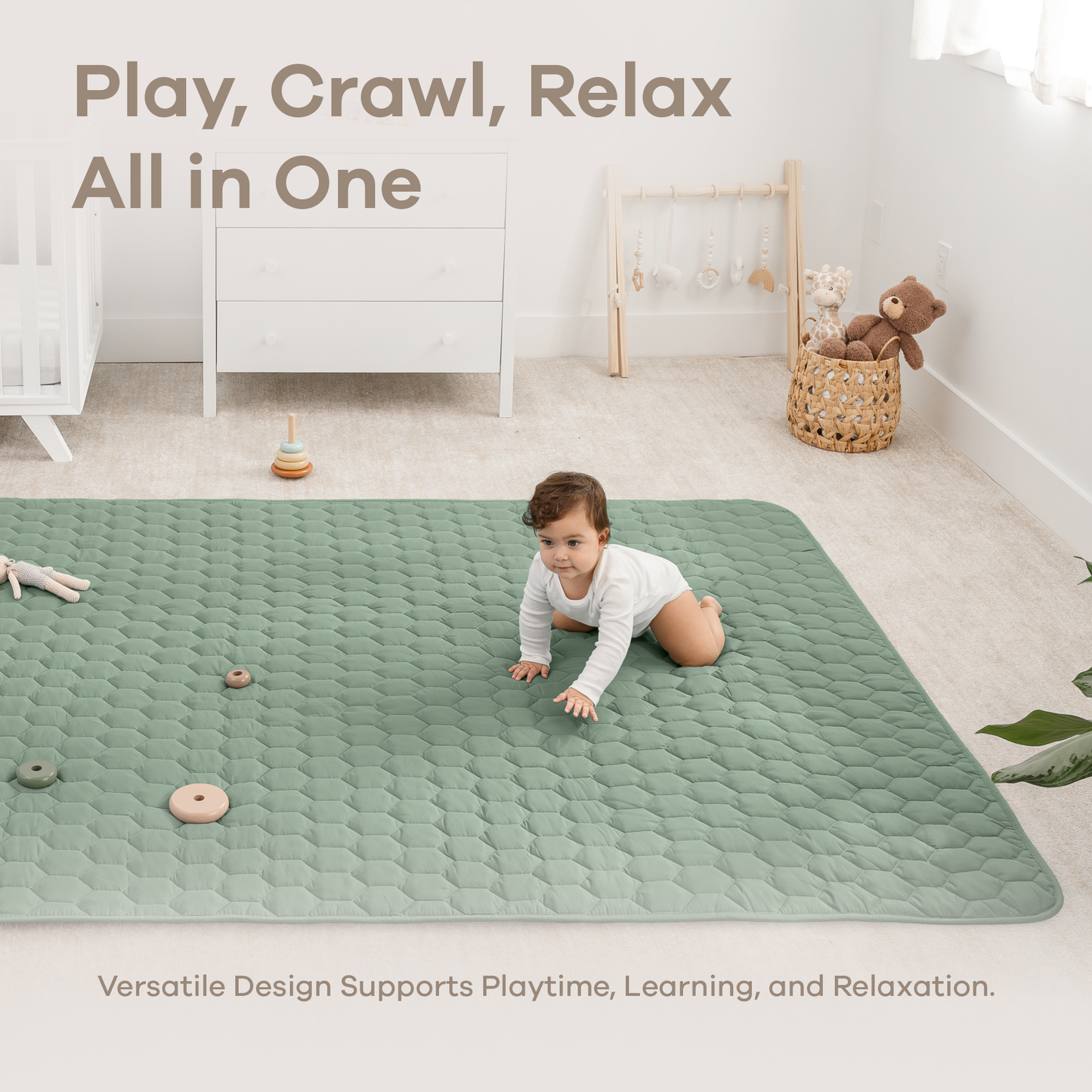 Play Mat with Non-Slip Bottom - Fern