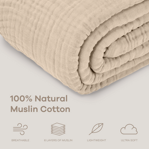 Adult Muslin Blanket in Sand | Comfy Cubs - additional view