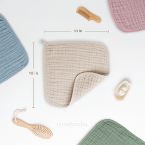 Muslin Washcloths in Sand | Comfy Cubs - additional view
