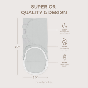 Easy Swaddle Blankets with Zipper in Stone, Pacific Blue, Sage | Comfy Cubs - additional view
