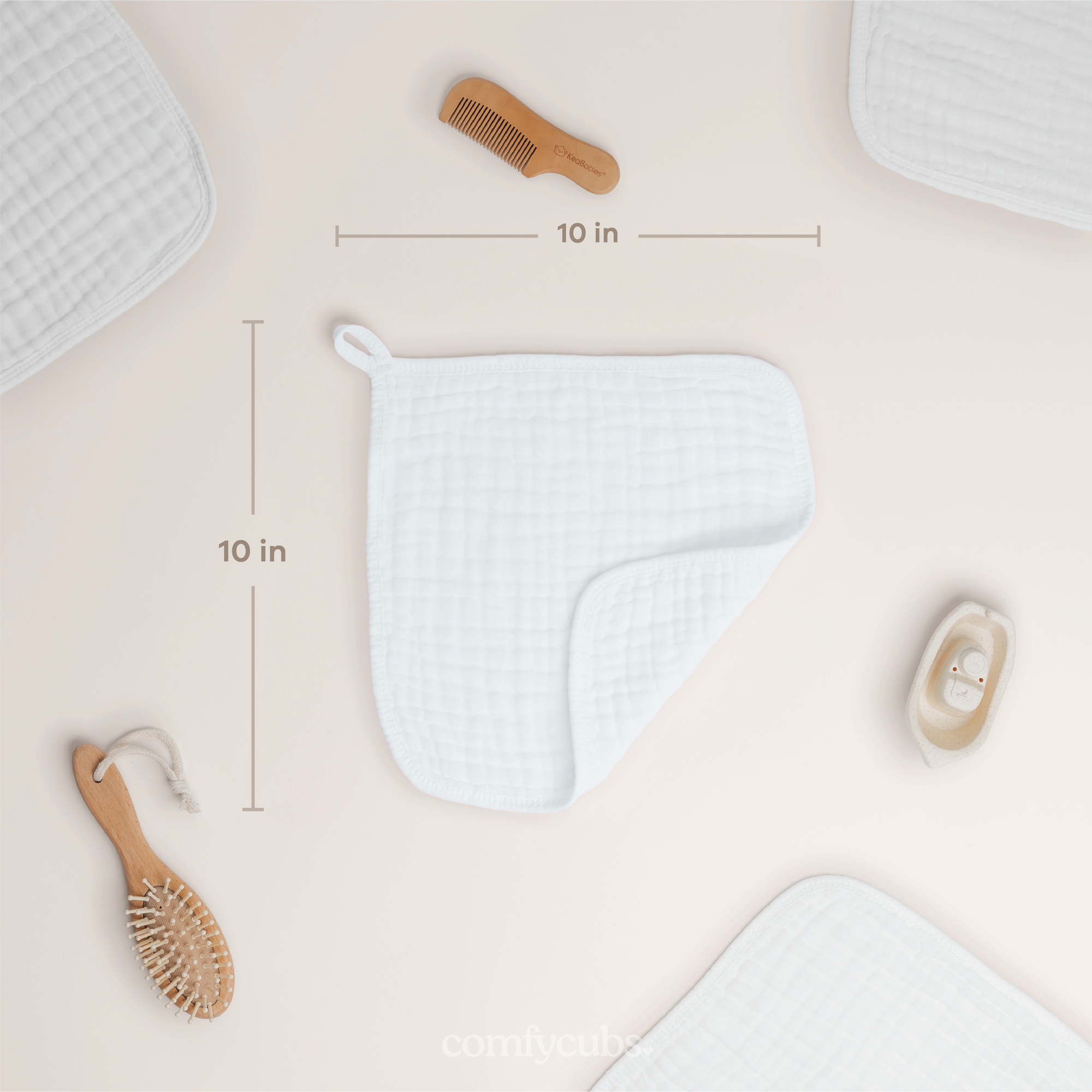 Muslin Washcloths in White | Comfy Cubs - additional view