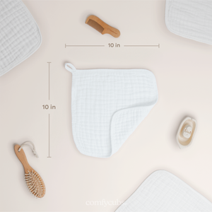 Muslin Washcloths in White | Comfy Cubs - additional view