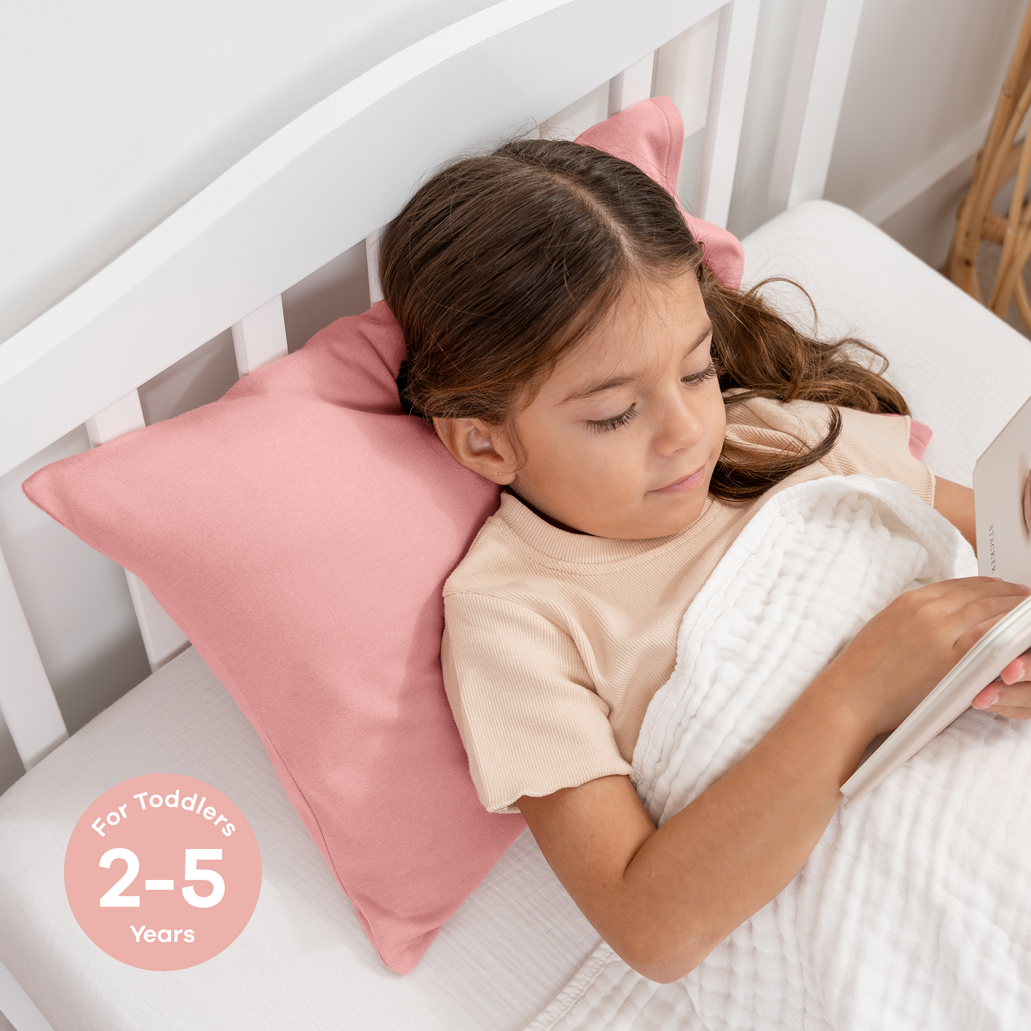 Toddler Pillows with Soft Cotton Pillow Case - Blush