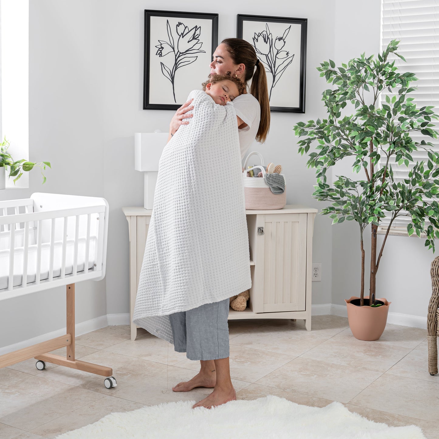 Baby Waffle Blankets in White