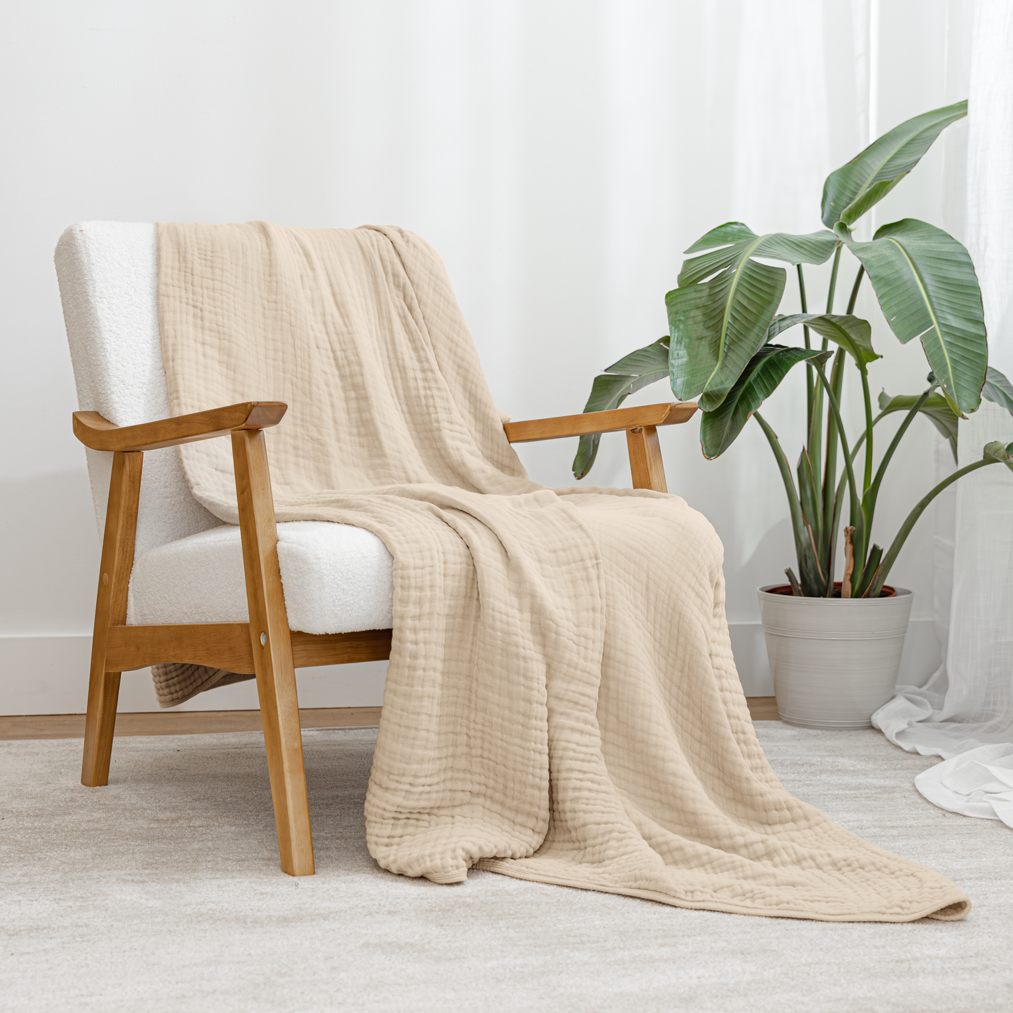 Adult Muslin Blanket in Sand | Comfy Cubs - additional view