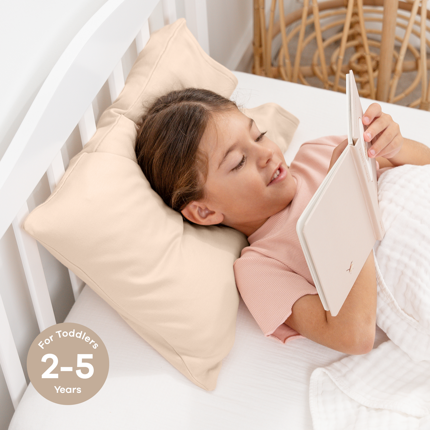Toddler Pillows with Soft Cotton Pillow Case - Cream