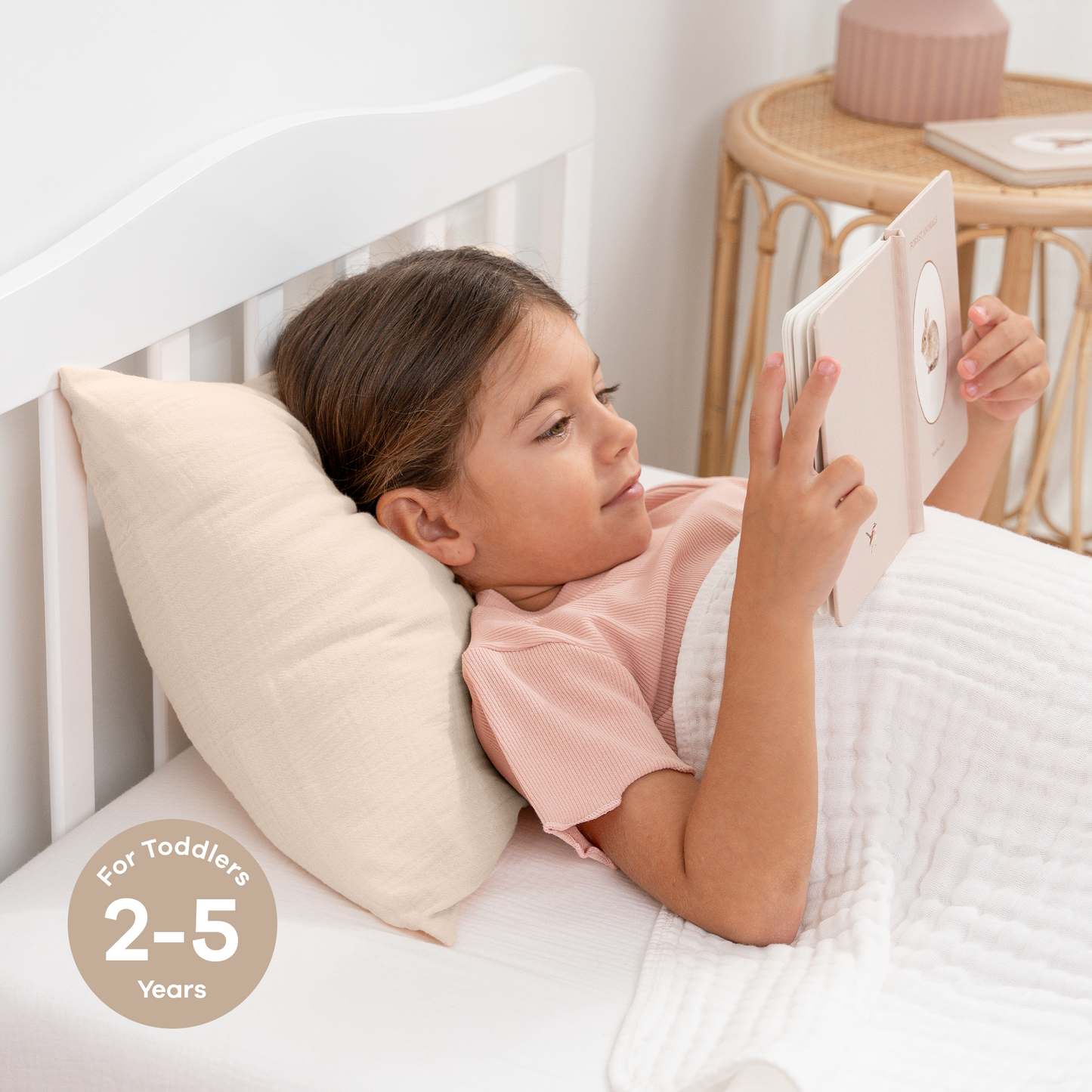 Toddler Pillows with Soft Muslin Pillow Case - Cream
