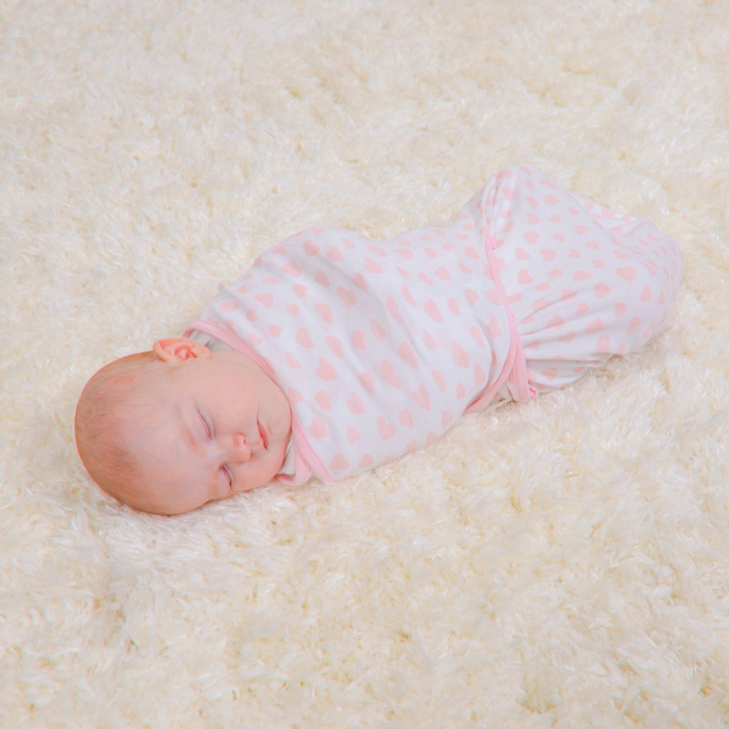 Easy Swaddle Blankets - Pink Heart, Pack of 1