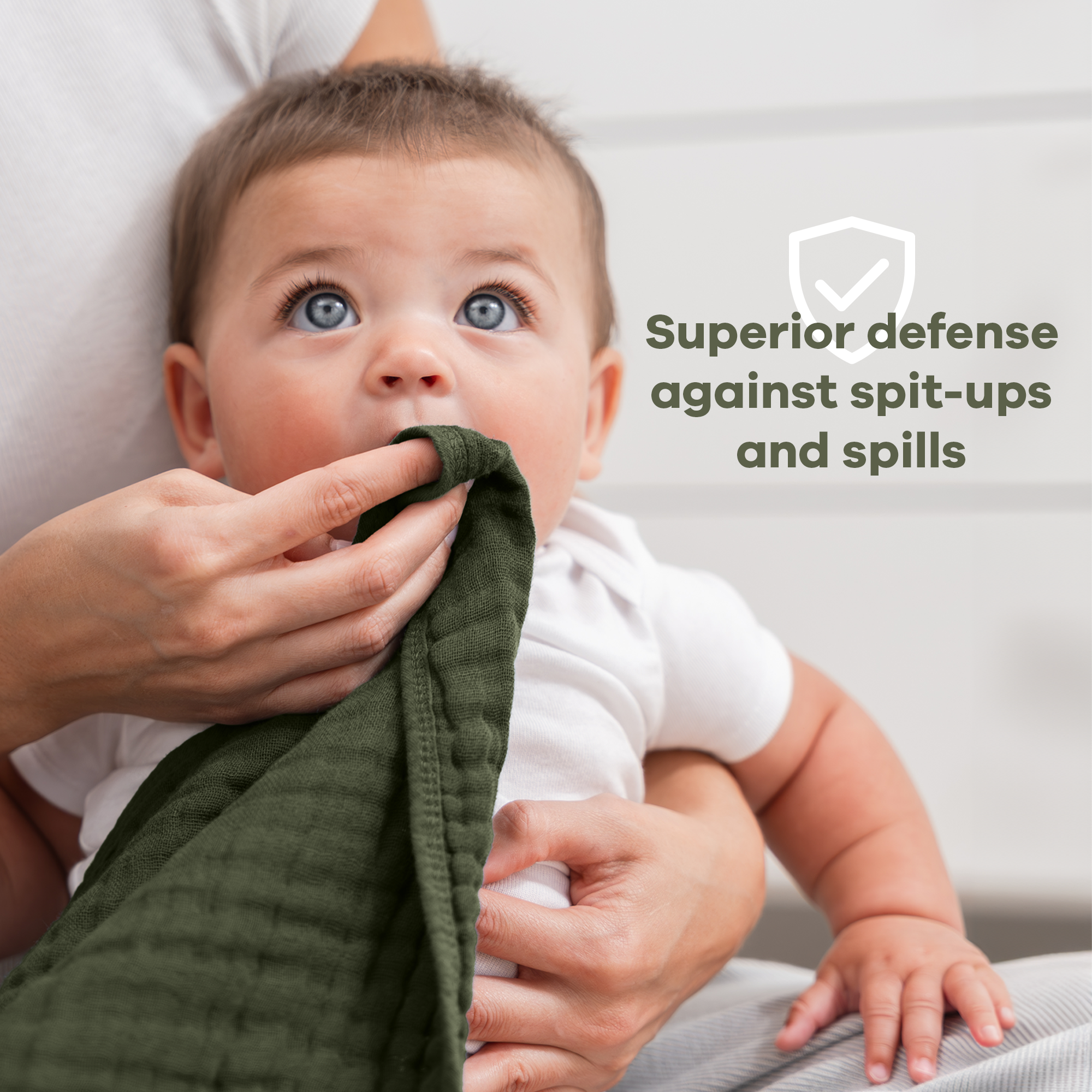 Muslin Burp Cloths in Kelp | Comfy Cubs - additional view