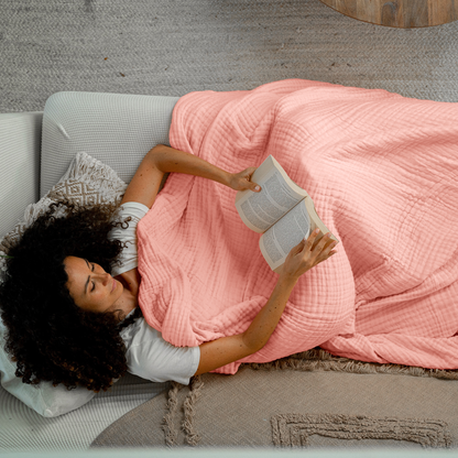Adult Muslin Blanket in Lace Pink