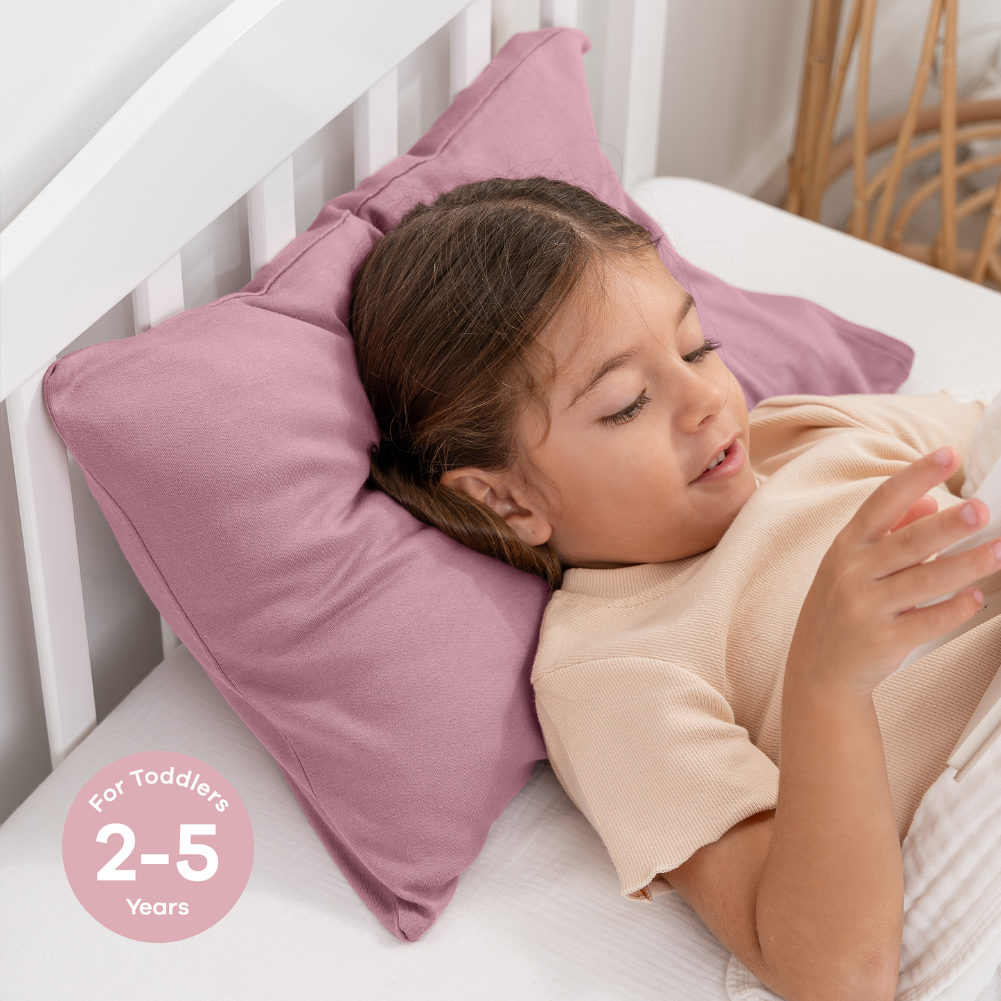 Toddler Pillows with Soft Cotton Pillow Case - Mauve