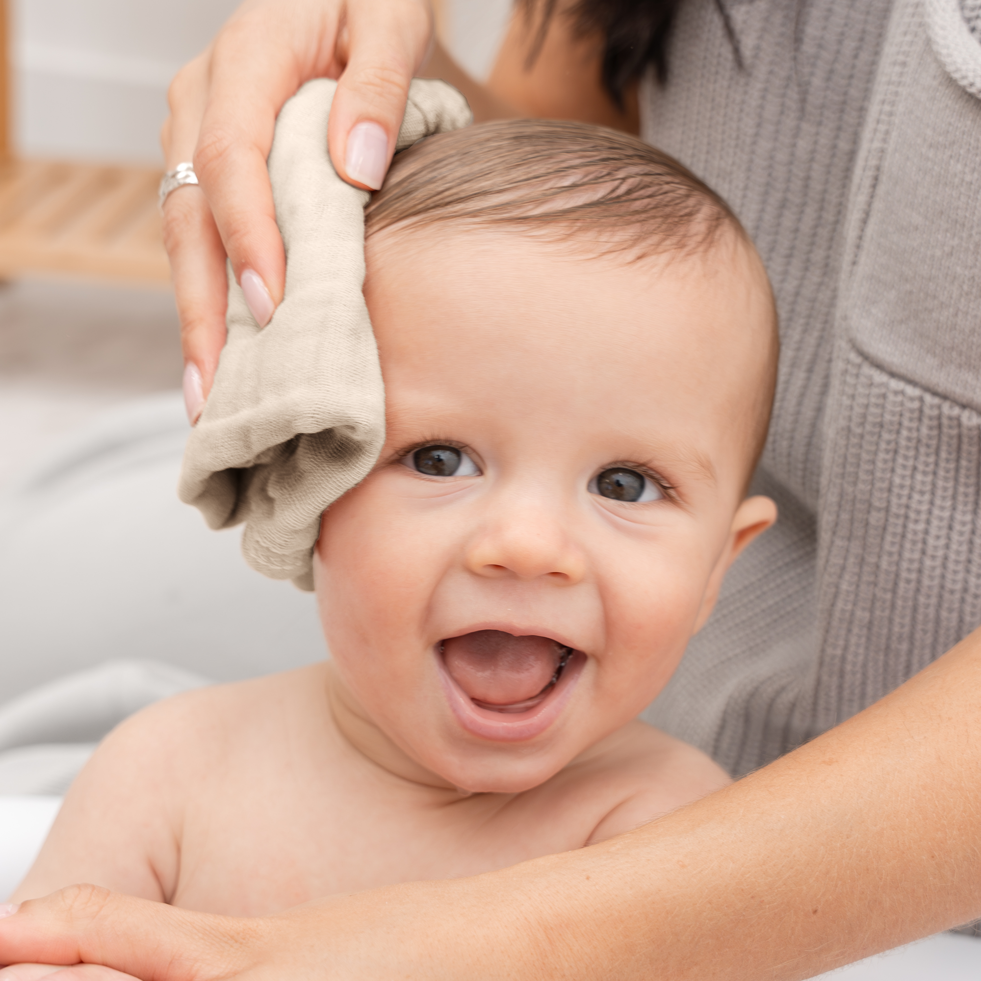 Muslin Washcloths in Sand | Comfy Cubs - additional view