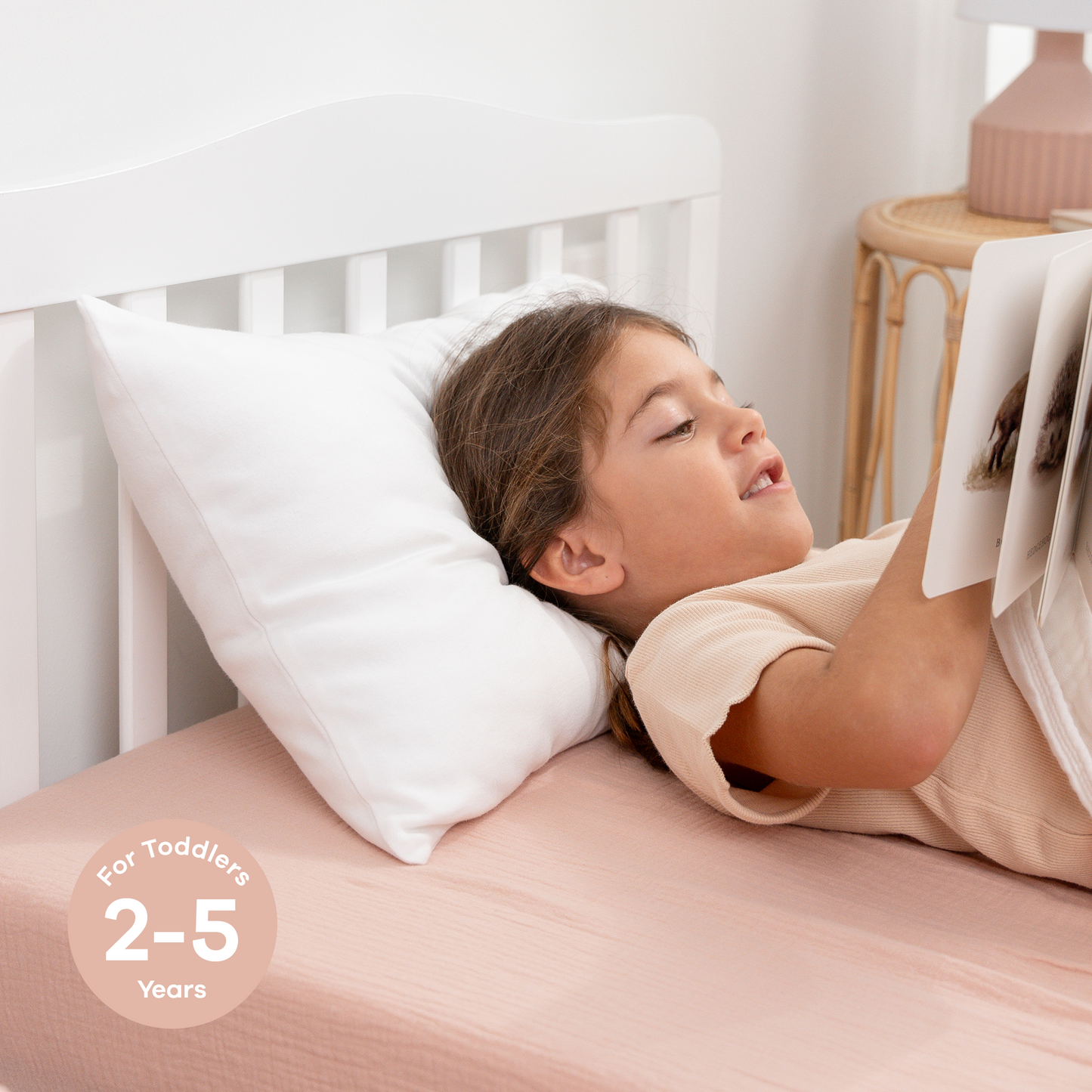 Toddler Pillows with Soft Cotton Pillow Case - White