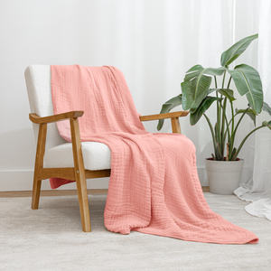 Adult Muslin Blanket in Bold Blush | Comfy Cubs - additional view