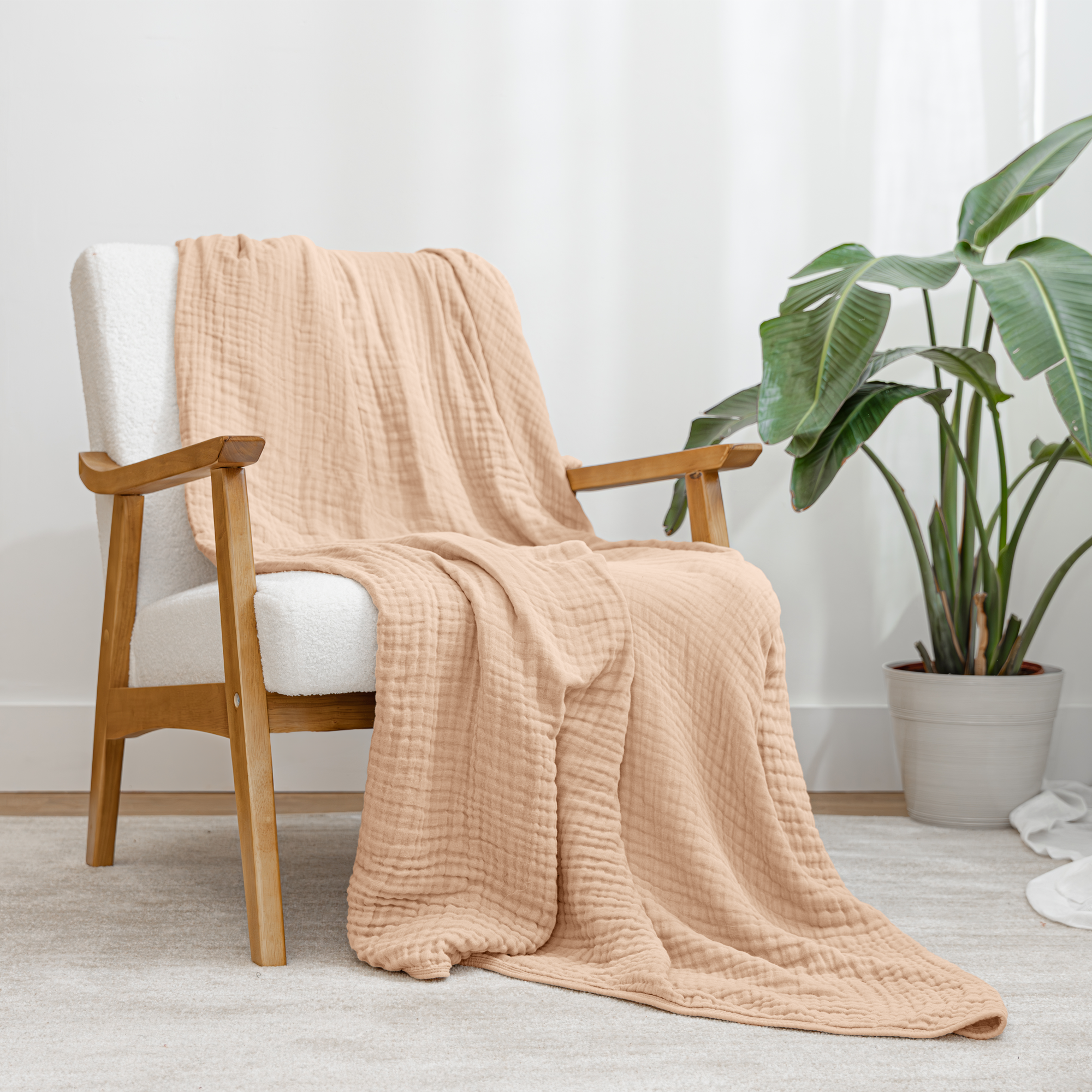 Adult Muslin Blanket in Cream | Comfy Cubs - additional view