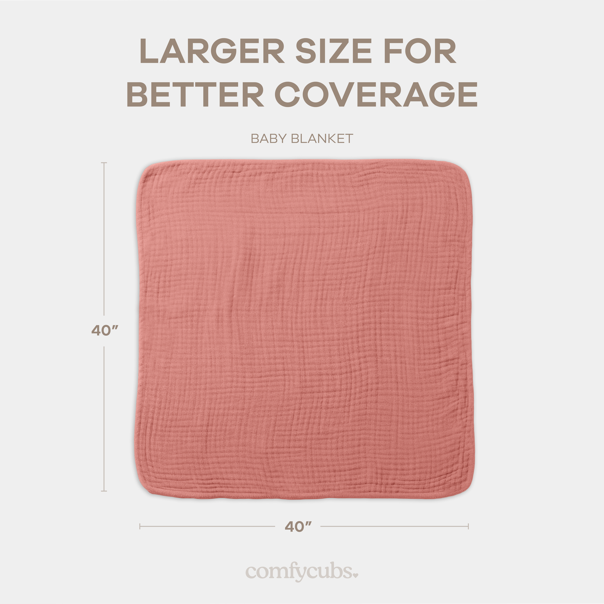 Baby Muslin Blanket in Dusty Rose | Comfy Cubs - additional view