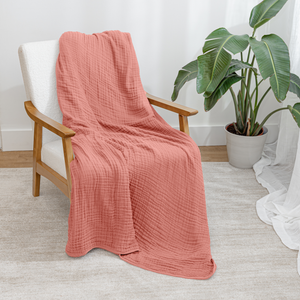 Adult Muslin Blanket in Dusty Rose | Comfy Cubs - additional view