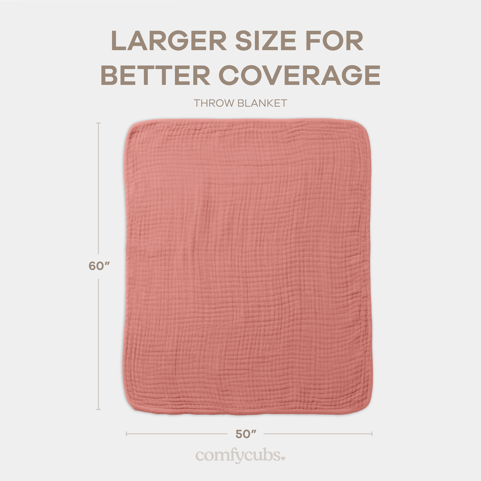 Adult Muslin Blanket in Dusty Rose | Comfy Cubs - additional view