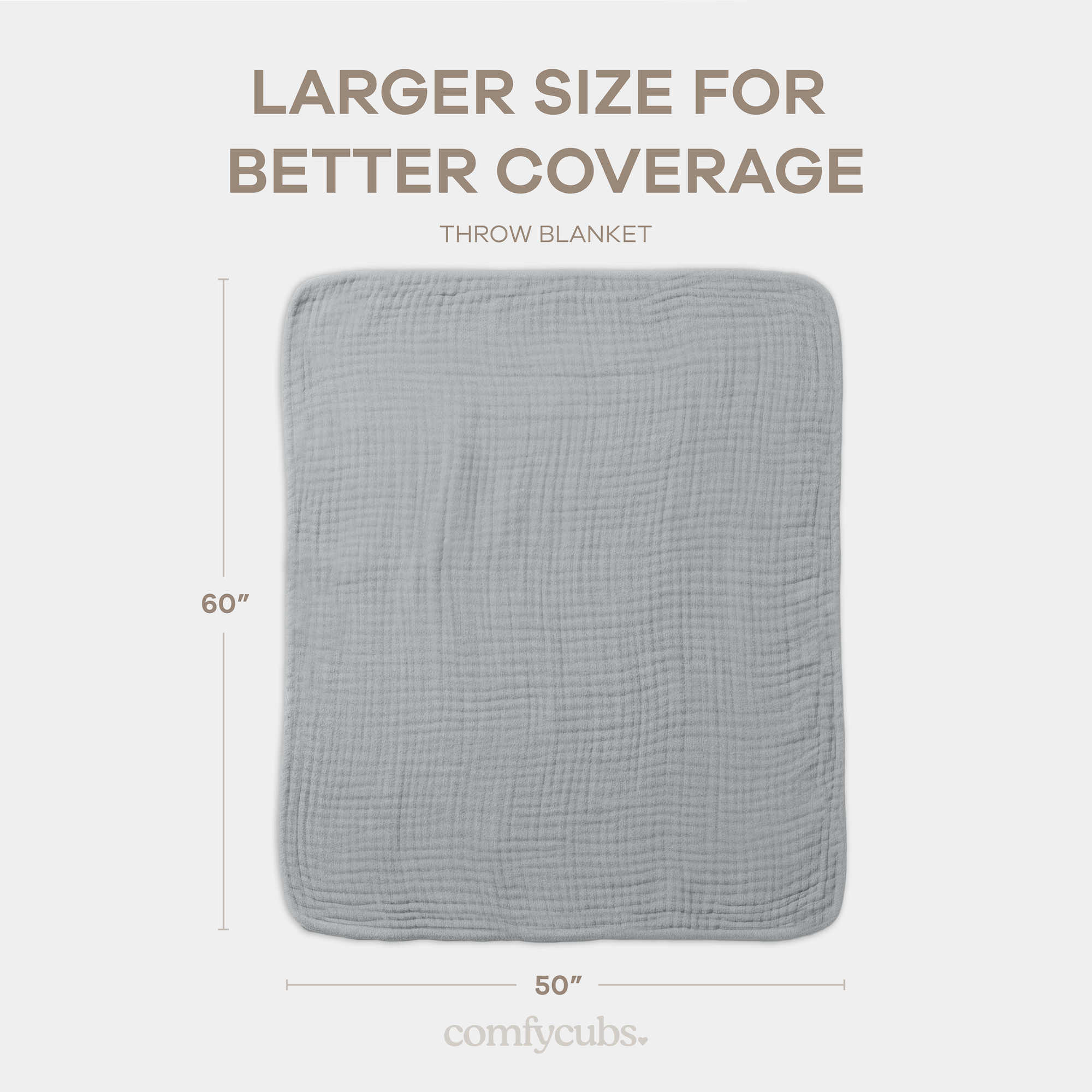 Adult Muslin Blanket in Heather Blue | Comfy Cubs - additional view