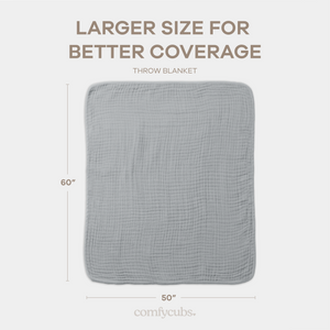 Adult Muslin Blanket in Heather Blue | Comfy Cubs - additional view