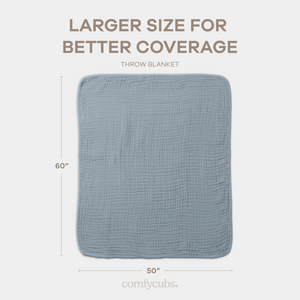 Adult Muslin Blanket in Pacific Blue | Comfy Cubs - additional view