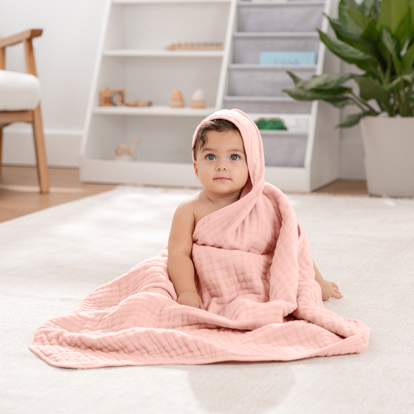 Baby Hooded Towels - Lace Pink