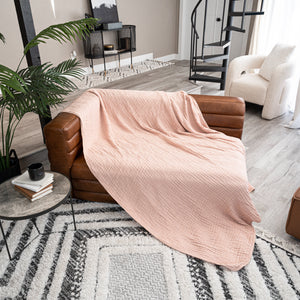 Adult Muslin Blanket in Blush | Comfy Cubs - additional view