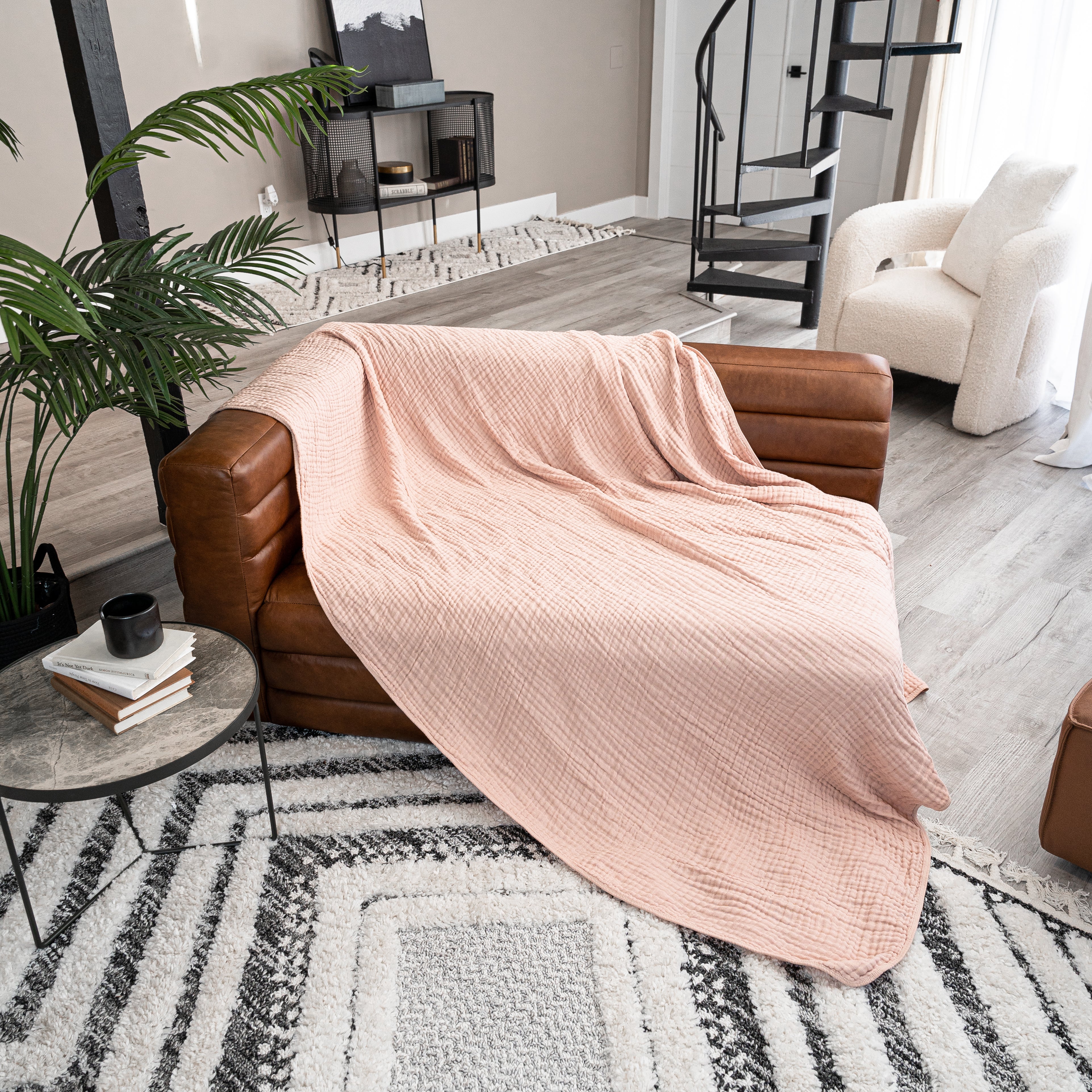 Adult Muslin Blanket in Blush | Comfy Cubs - additional view