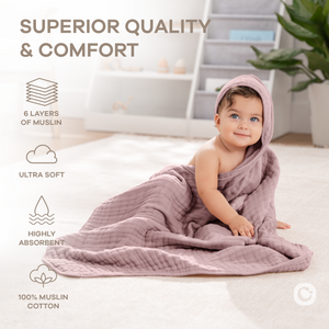 Baby Hooded Towels in Mauve | Comfy Cubs - additional view
