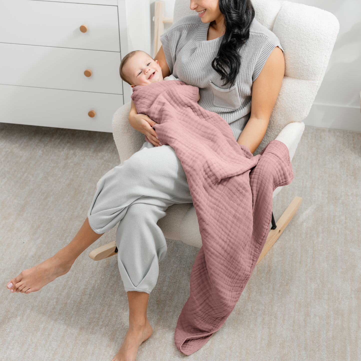 Baby Muslin Blanket in Mauve