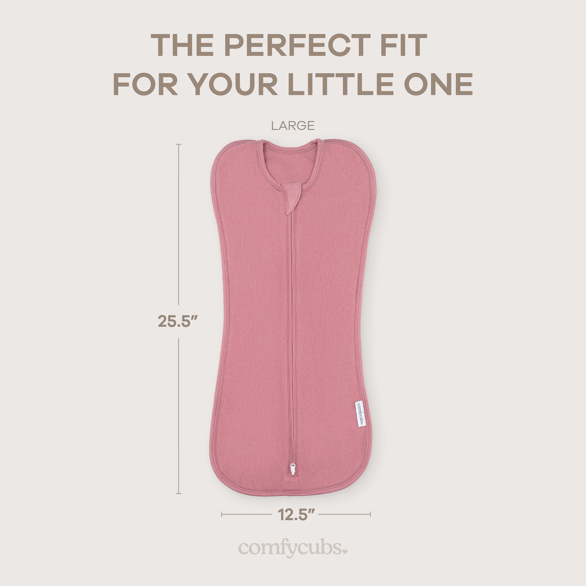 Easy Zipper Swaddle Blankets in Blush, Mauve | Comfy Cubs - additional view