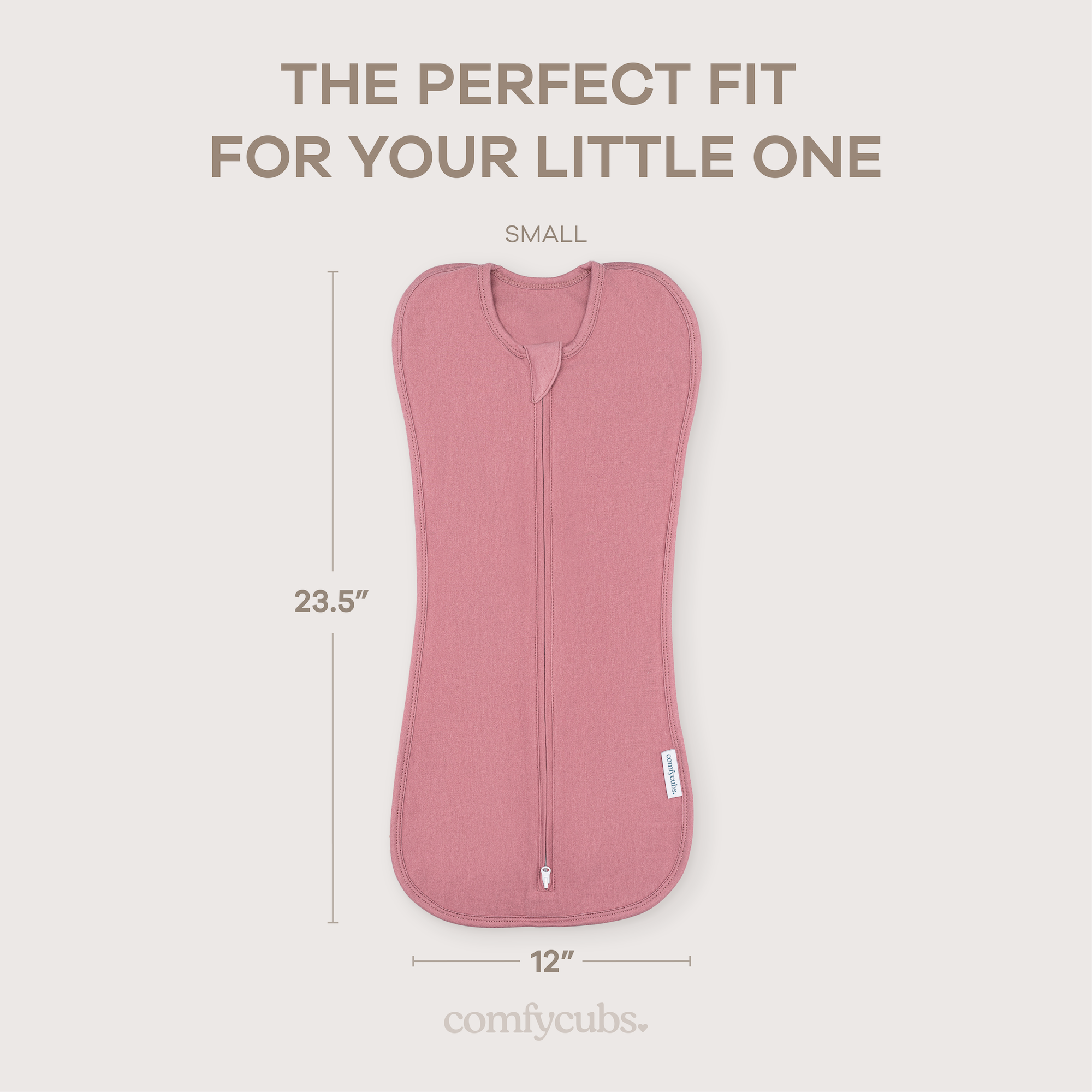 Easy Zipper Swaddle Blankets in Blush, Mauve | Comfy Cubs - additional view