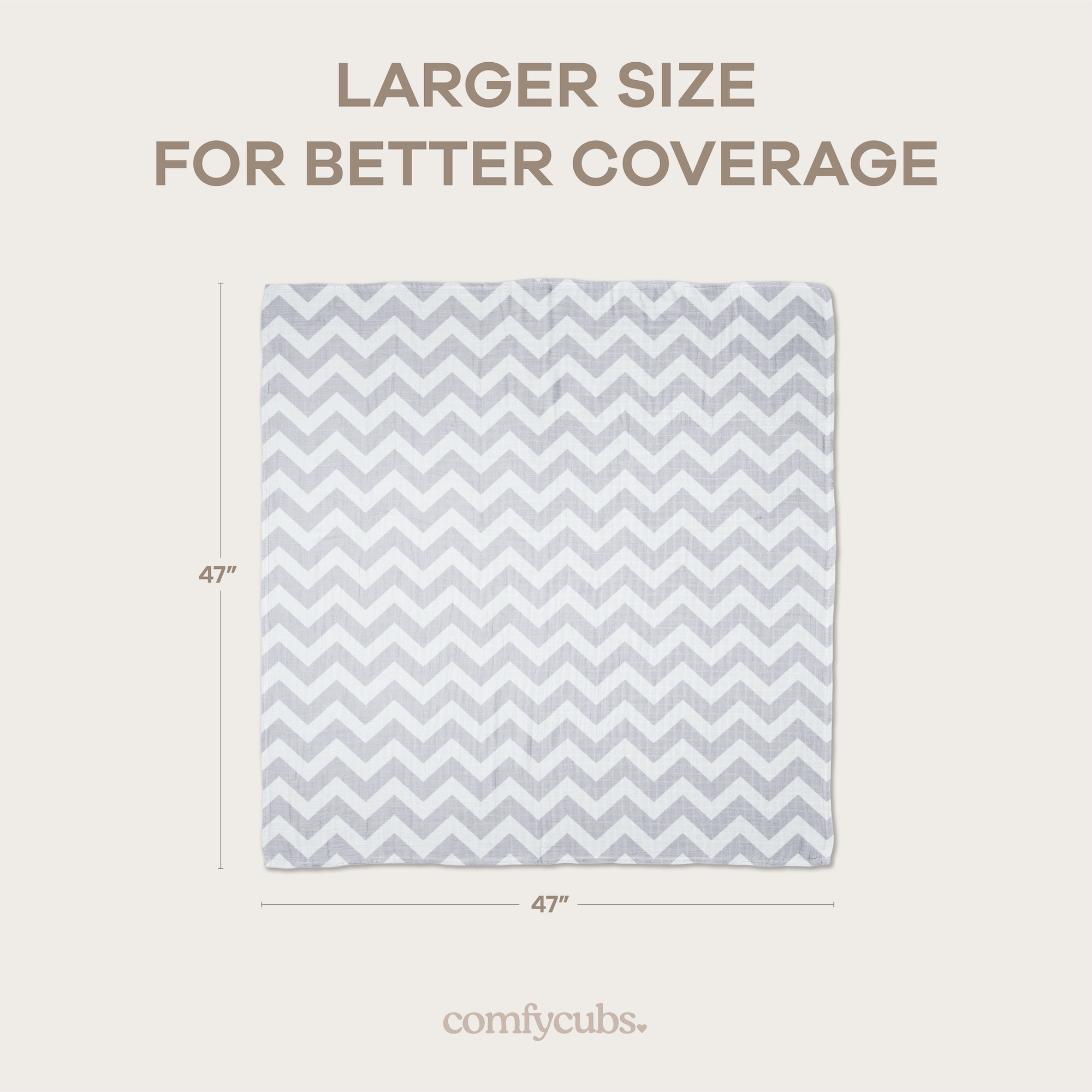 Muslin Swaddle Blankets 47” x 47” in Grey, 4 Pack | Comfy Cubs - additional view