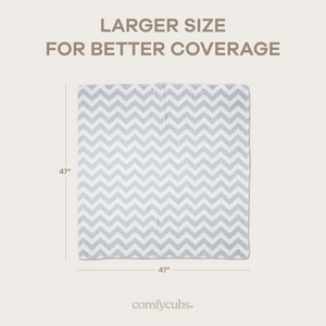 Muslin Swaddle Blankets 47” x 47” in Grey, 4 Pack | Comfy Cubs - additional view