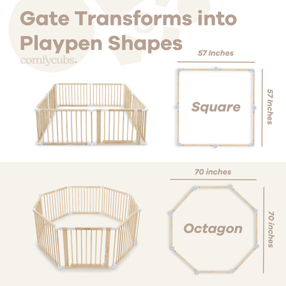 Playpen for Toddler and Babies in Natural Wood
